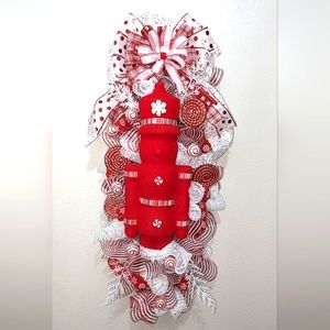 Peppermint Nutcracker Door Swag